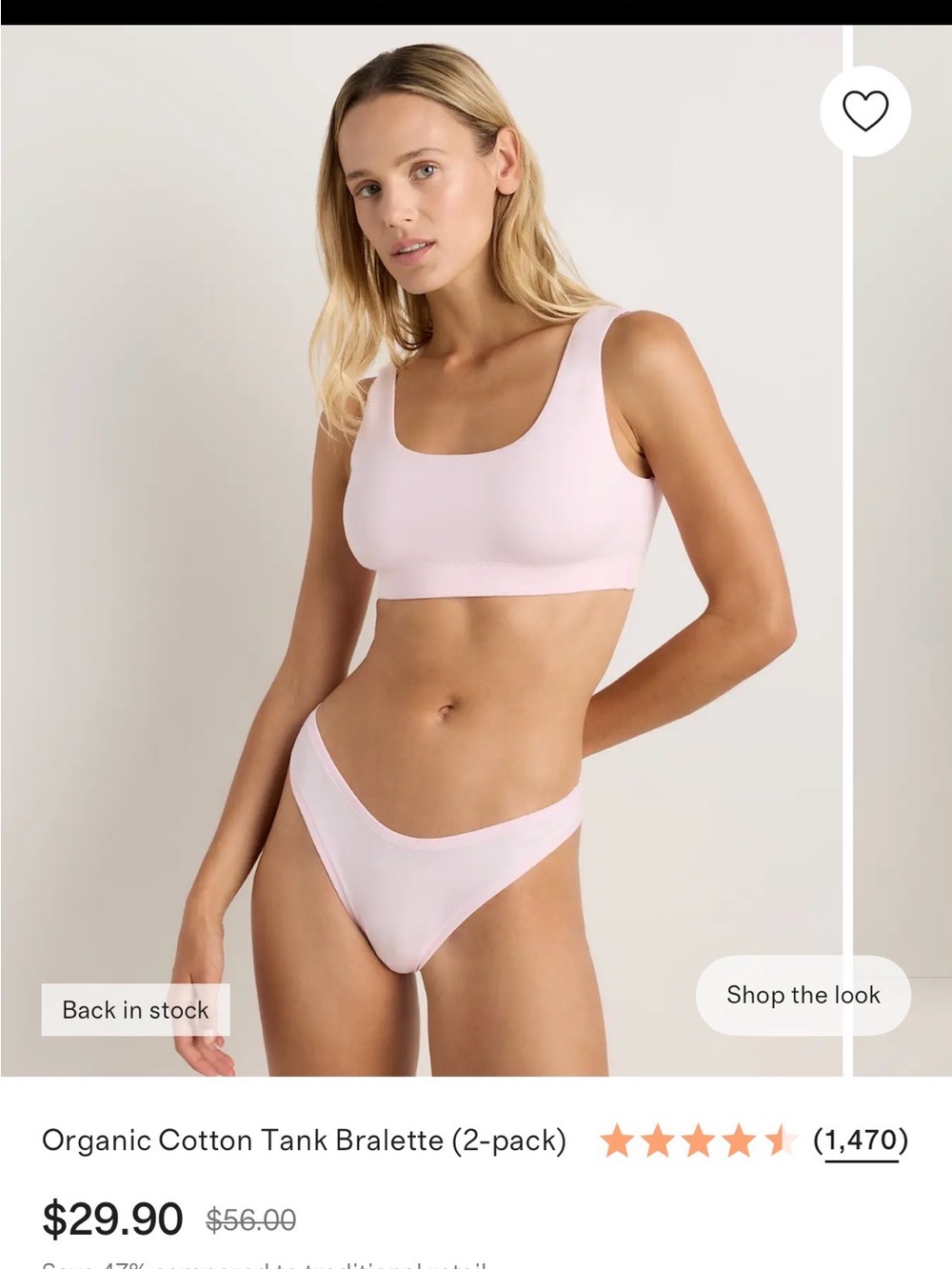 2 Organic Cotton Tank Bralettes in Light Pink and Sand NWOT